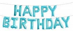 Воздушный шар (16/41 см) мини надпись happy birthday, синий, в упак, 1 шт