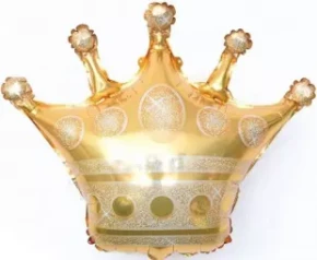 Воздушный шар (15/38 см) мини фигура, корона, золото, 1 шт