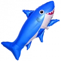 Воздушный фольгированный шар счастливая акула, синий