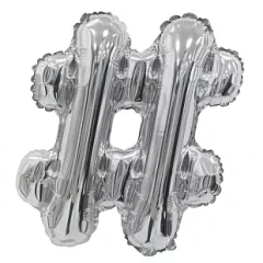 Воздушный шар (16/41 см) мини фигура, хештег, серебро, 1 шт