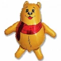 Воздушный шар (15/38 см) мини фигура, медвежонок в шарфике, 1 шт
