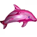 Воздушный шар (15/38 см) мини фигура, дельфин фигурный, фуше, 1 шт