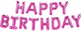 Воздушный шар (16/41 см) мини надпись happy birthday, розовый, в упак, 1 шт