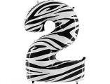 Воздушный г шар (40/101 см) цифра 2 zebra, 1 шт