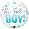 Воздушный шар (18/46 см) круг, birthday boy, круги голубые, 1 шт