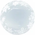 Воздушный шар (18/46 см) сфера 3d, deco bubble, снежинки, прозрачный, кристалл, в упак, 1 шт