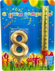 Воздушный набор фонтан и свеча цифра 8