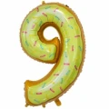 Воздушный шар (34/86 см) цифра, 9, пончик, в упаковке, 1 шт