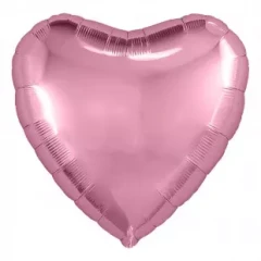 Воздушный фольгированный шар сердце, цвет розовый фламинго