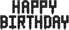 Воздушный шар (16/41 см) мини надпись happy birthday, пиксели, черный, в упак, 1 шт