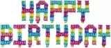 Воздушный шар (16/41 см) мини надпись happy birthday, пиксели, радужный, градиент, в упак, 1 шт