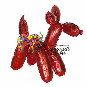 Воздушный шар (23/58 см) фигура, 3d, собачка шдм, красный, в упак, 1 шт