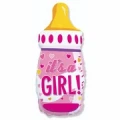 Воздушный шар (31/79 см) фигура, бутылка its a girl, розовая, 1 шт