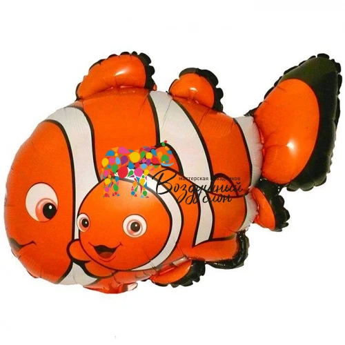 Воздушный шар (14/36 см) мини фигура, рыбка-клоун 2, 1 шт