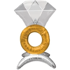 Воздушный а шар (21/53 см) фигура, air кольцо с бриллиантом, в упак, 1 шт