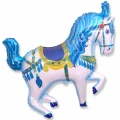 Воздушный шар (14/36 см) мини фигура, цирковая лошадь (синий), 1 шт