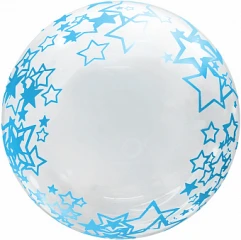 Воздушный шар (18/46 см) сфера 3d, deco bubble, голубые звезды, прозрачный, кристалл, в упак, 1 шт