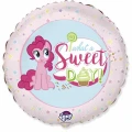 Воздушный шар (18/46 см) круг, my little pony, лошадка пинки пай, сладкий день!, розовый, 1 шт