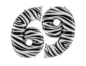 Воздушный г шар (40/101 см) цифра 6/9 zebra, 1 шт