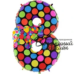 Воздушный шар (40/102 см) цифра, 8 супер яркий, 1 шт