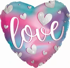 Воздушный шар (18/46 см) сердце, love, градиент