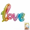 Воздушный шар (40/102 см) фигура, надпись love радужная пастель, в упак, 1 шт