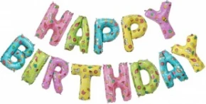 Воздушный набор шаров-букв (14/36 см) мини-надпись happy birthday, веселые картинки, в упаковке 1 шт