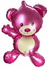 Воздушный шар (14/36 см) мини фигура, плюшевый мишка, розовый, 1 шт