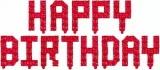 Воздушный шар (16/41 см) мини надпись happy birthday, пиксели, красный, в упак, 1 шт