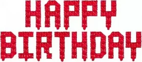 Воздушный шар (16/41 см) мини надпись happy birthday, пиксели, красный, в упак, 1 шт