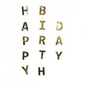 Воздушный гирлянда-подвеска happy birthday, золото, металлик, 150 см, 1 шт