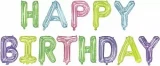 Воздушный шар (16/41 см) мини надпись happy birthday, ассорти, кристалл, в упак, 1 шт