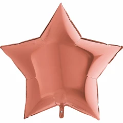 Воздушный фольгированный шар звезда металлик, цвет  rose gold