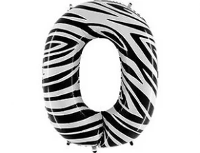 Воздушный г шар (40/101 см) цифра 0 zebra, 1 шт