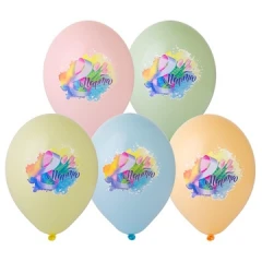 Воздушный в шар (14/36 см) 8 марта, тюльпаны, 25 шт