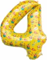 Воздушный к шар (34/86 см) цифра, 4 три кота, желтый, в упак, 1 шт