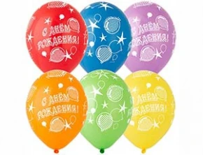 Воздушный шар (14/36 см) с др шары, звезды, 25 шт