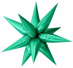 Воздушный фольгированный шар звезда 3d составная, цвет зеленый