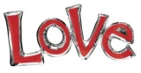 Воздушный шар (33/84 см) фигура, надпись love, в упак, 1 шт