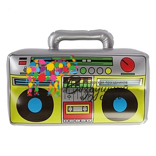 Воздушный шар (17/43 см) мини фигура, магнитофон серый, 1 шт