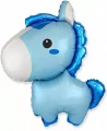 Воздушный шар (14/36 см) мини фигура, маленькая лошадка, голубой, 1 шт